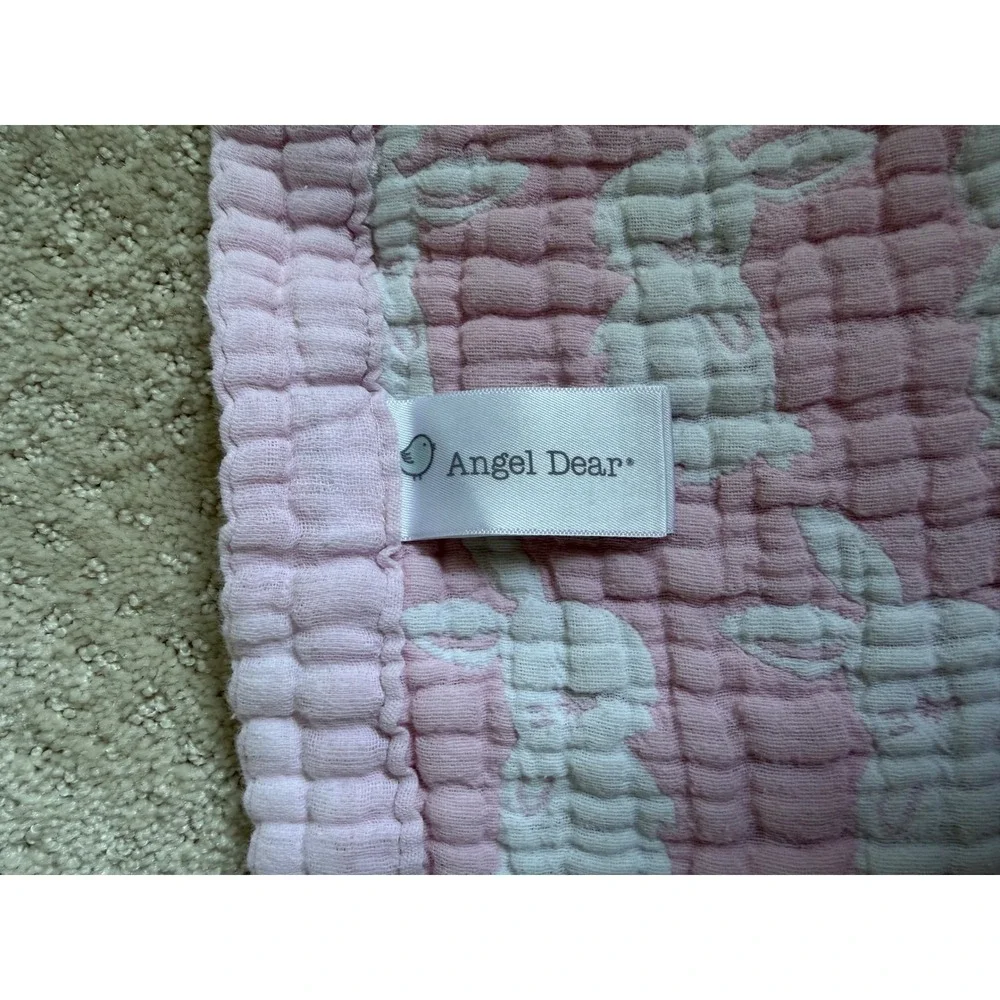 Angel Dear Quilted Blanket Baby OS Pink Bunny Muslin Cotton Quilt